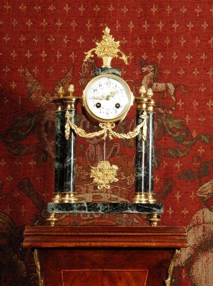 fig 3. **** SOLD **** Marble and Ormolu Portico Boudoir Clock ~ French - Circa 1890 ~